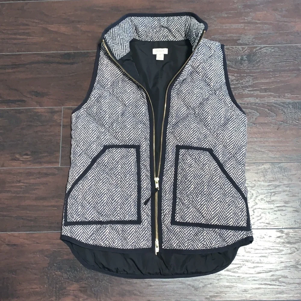 J. Crew Puffer Vest, Herringbone Print, sz XXS.